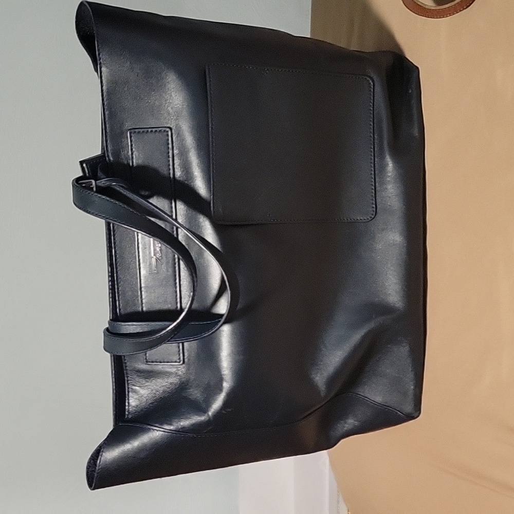 Large Navy Blue leather Tumi Tote bag
